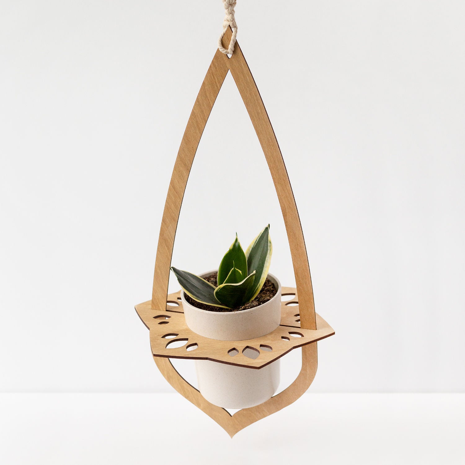 wooden teardrop plant hanger LOTUS Plant Hanger for 4" Pot – Nightglade Designs